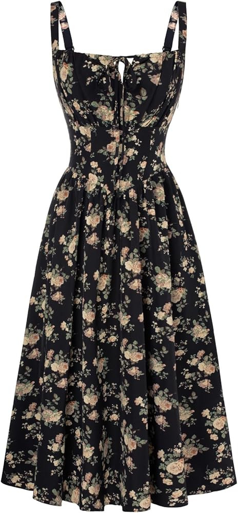 SCARLET DARKNESS Women Summer Dresses Casual Floral Beach Sundress A-Line Sleeveless Spaghetti St... | Amazon (UK)