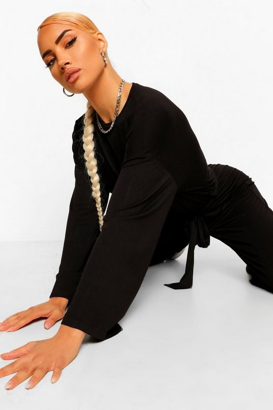 Flared Sleeve Slouchy Casual Wide Leg Jumpsuit | Boohoo.com (US & CA)