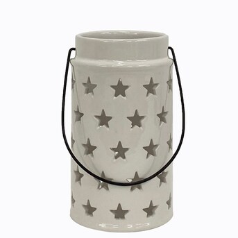 Holiday Living Ceramic Indoor/Outdoor Tabletop Decoration Lantern Patriotic 4th of July Decor | Lowe's