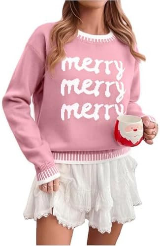LUKYCILD Merry Christmas Sweaters for Women Ugly Christmas Sweater Xmas Holiday Sweatshirt Knitte... | Amazon (US)