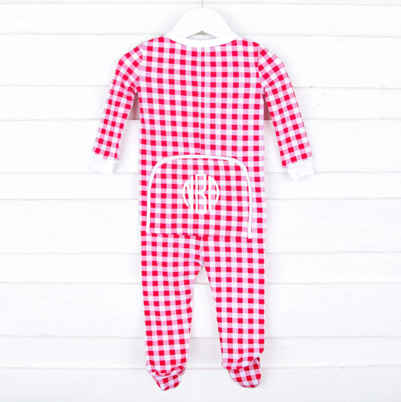 Red Gingham Knit Zip Sleeper | Classic Whimsy