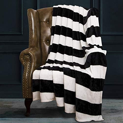 NTBAY Flannel Throw Blanket, Super Soft with Black and White Stripe (51"x68") | Amazon (US)