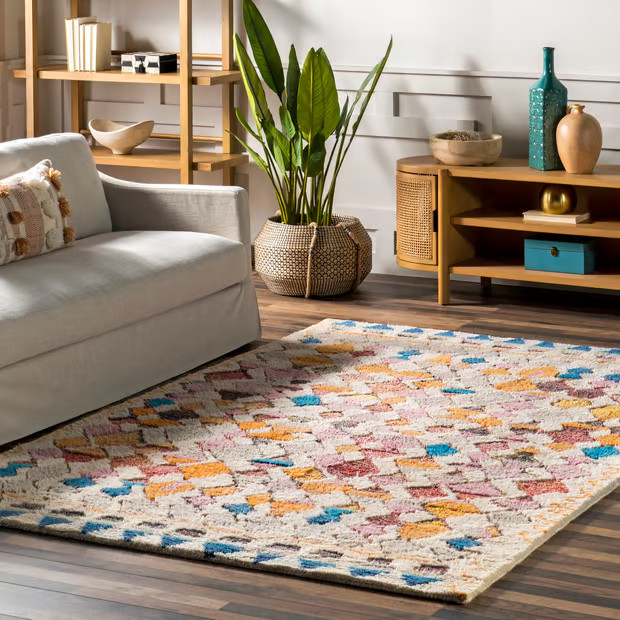 Multi Vibrant Moroccan Diamond Shag Area Rug | Rugs USA