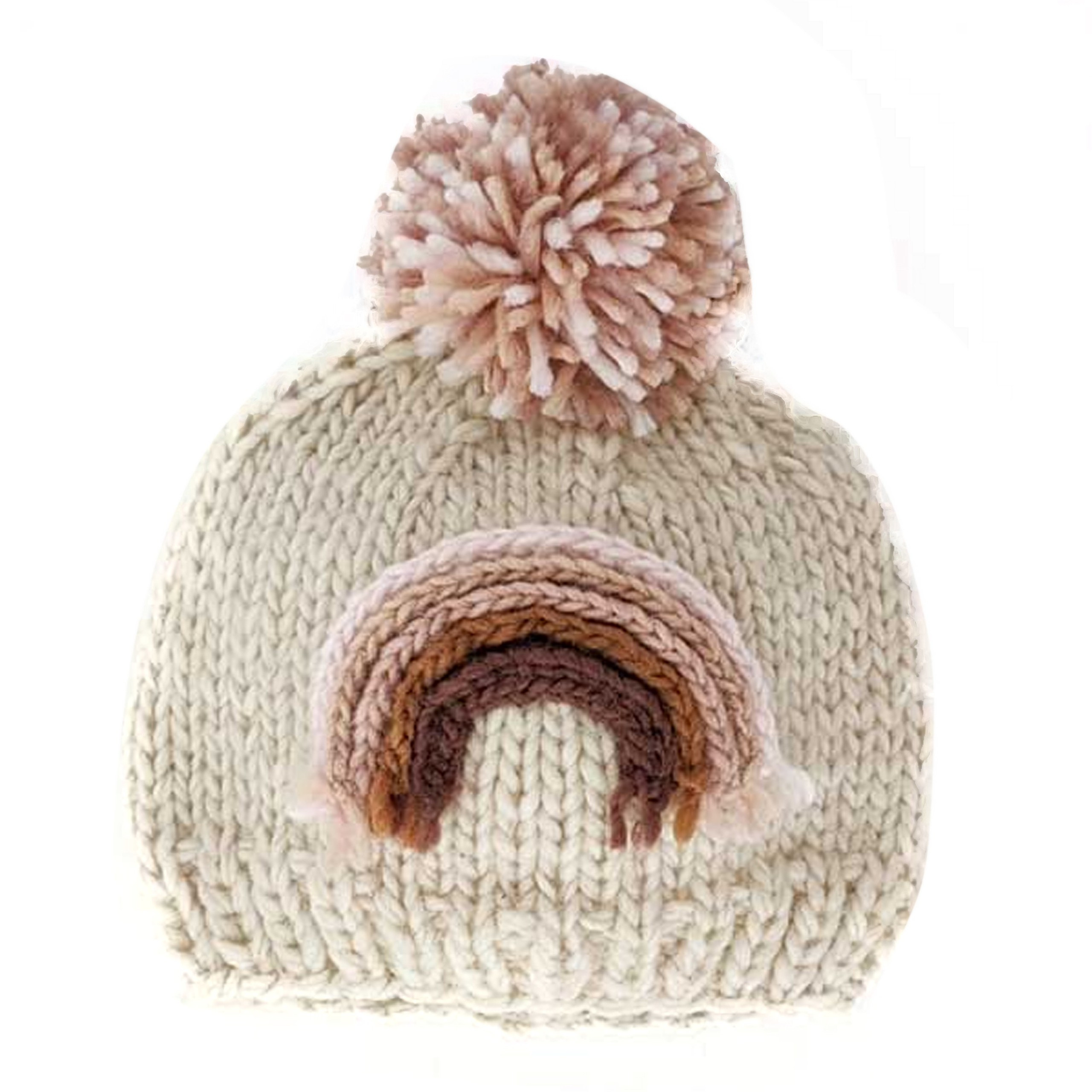 Mauve Rainbow Knit Pom Hat | SpearmintLOVE