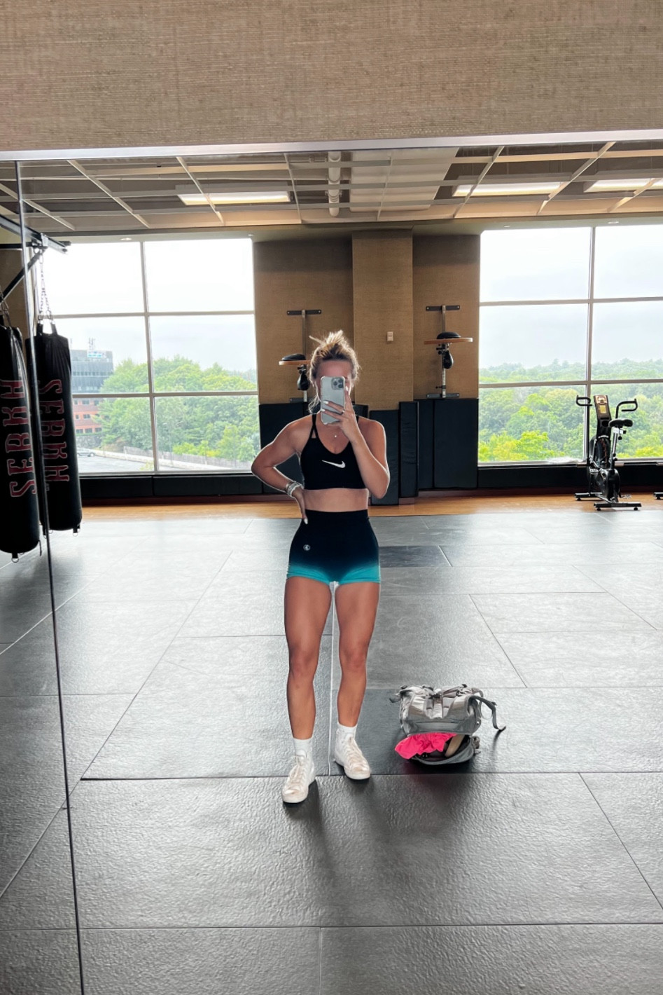 nike gym fit with leather white hightop converse and bike crew socks. shorts: Allure The Brand (size up & use code Haleigh10 to save!!)

#LTKCyberweek #LTKSeasonal #LTKunder100