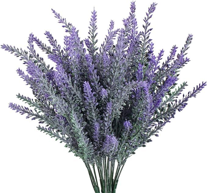 GTIDEA 4pcs Artificial Flowers Flocked Plastic Lavender Bundle Fake Plants Wedding Bridle Bouquet... | Amazon (US)