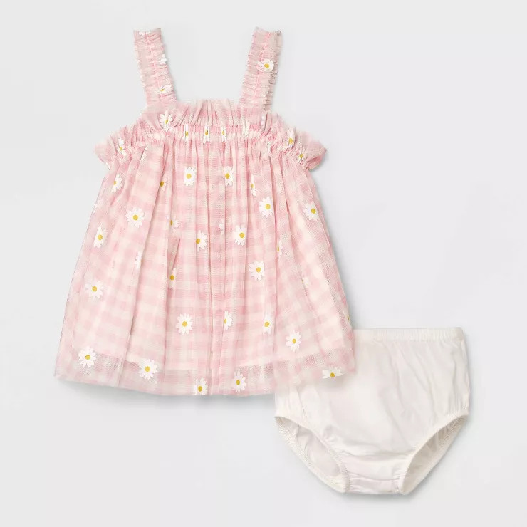 Baby Girls' Gingham Floral Dress - Cat & Jack; Pink | Target