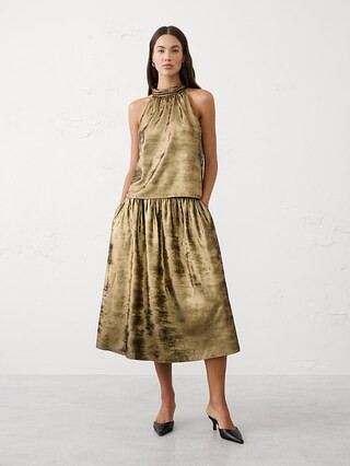 Metallic Halter Mock-Neck Top | Banana Republic Factory