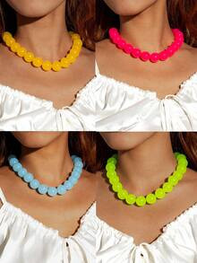 imoli 1pc Stylish Bohemian Candy-Colored Acrylic Beaded Necklace, Chic Jewelry For Women, Perfect... | SHEIN