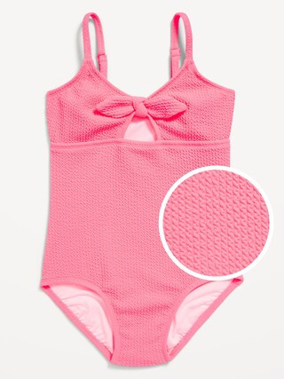 Textured Tie-Front One-Piece Swimsuit for Girls | Old Navy (US)