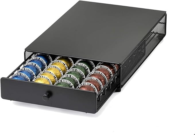 Nifty Vertuoline Rolling Coffee Pod Drawer – Satin Black Finish, 40 Pod Capsule Holder, Compact... | Amazon (US)