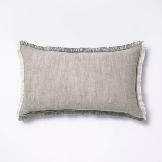 Linen Throw Pillow with Contrast Frayed Edges - Threshold™ designed with Studio McGee | Target