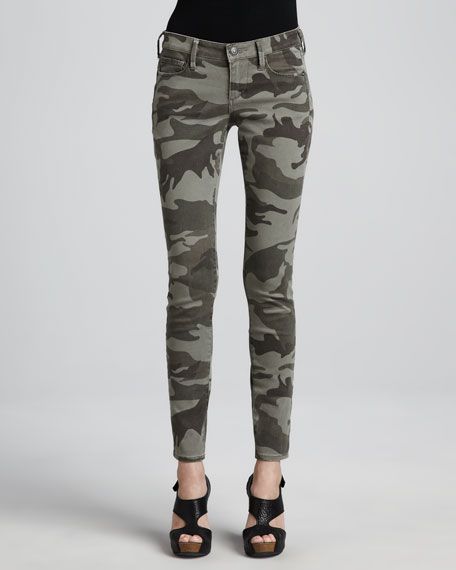 Casey Stretch Camo Low-Rise Super Skinny Pants | Neiman Marcus
