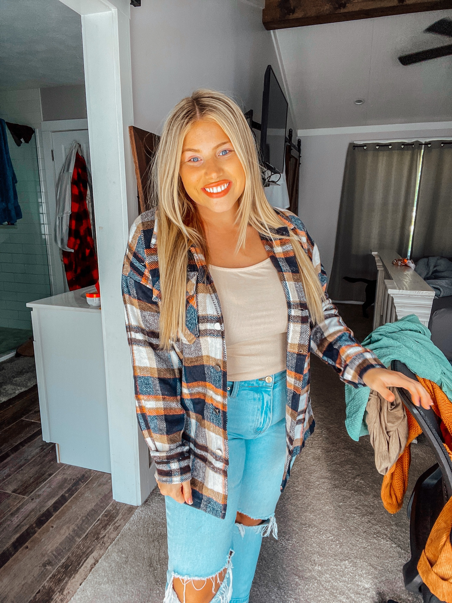 Fall plaid Shacket wearing a large! 

#LTKunder50 #LTKunder100 #LTKSeasonal