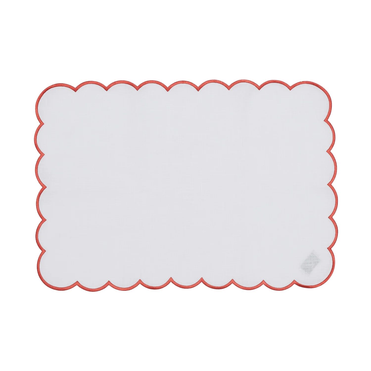 White and Red Scalloped Placemat - Set of 4 | In The Roundhouse