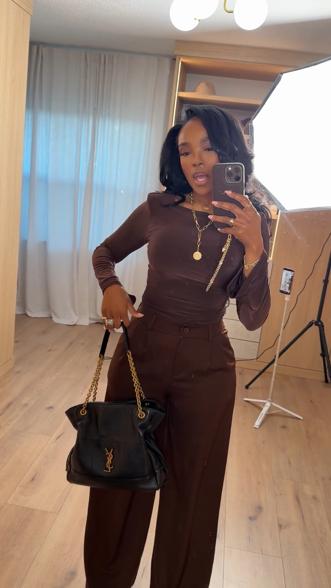 Scroll to shop this chocolate brown monochrome outfit featuring a fitted long sleeve top paired with tailored wide-leg trousers for a polished, elevated look. Matching sets like this are a staple you can style multiple ways with heels, sneakers, or layers, making it a smart long-term piece where the cost per wear continues to drop.

Perfect for work outfits, dinners, date nights, travel looks, or elevated everyday styling.

5'4" | 138 lbs | 34D bust | 27" waist | 40" hips

Follow me on Instagram and YouTube @kirasfashionfinds

#LTKSaleAlert #LTKootd #LTKWorkwear