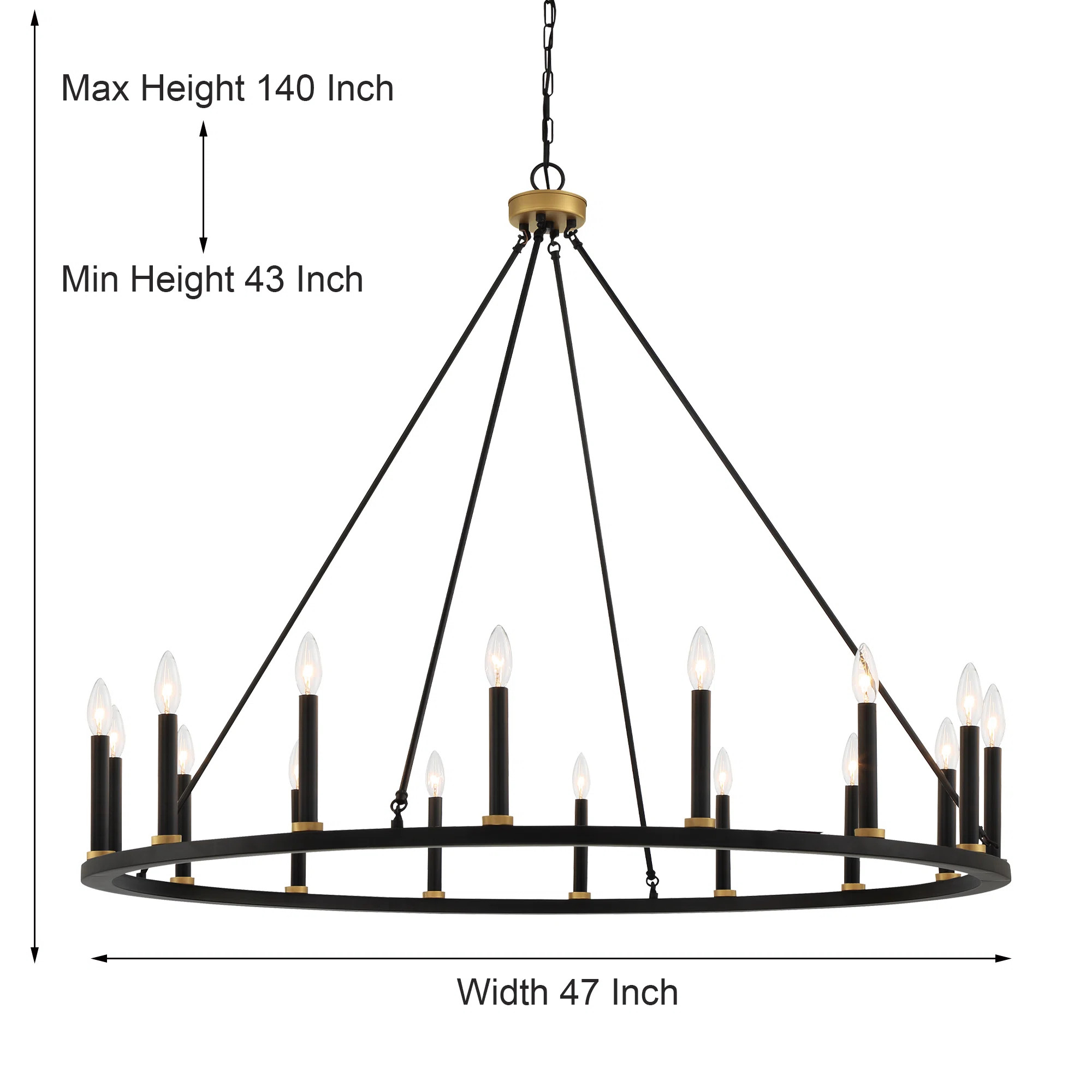 Adriana 16-Light 47" Dimmable Farmhouse Wagon Wheel Chandelier for Dining Room & Living Room | Wayfair North America