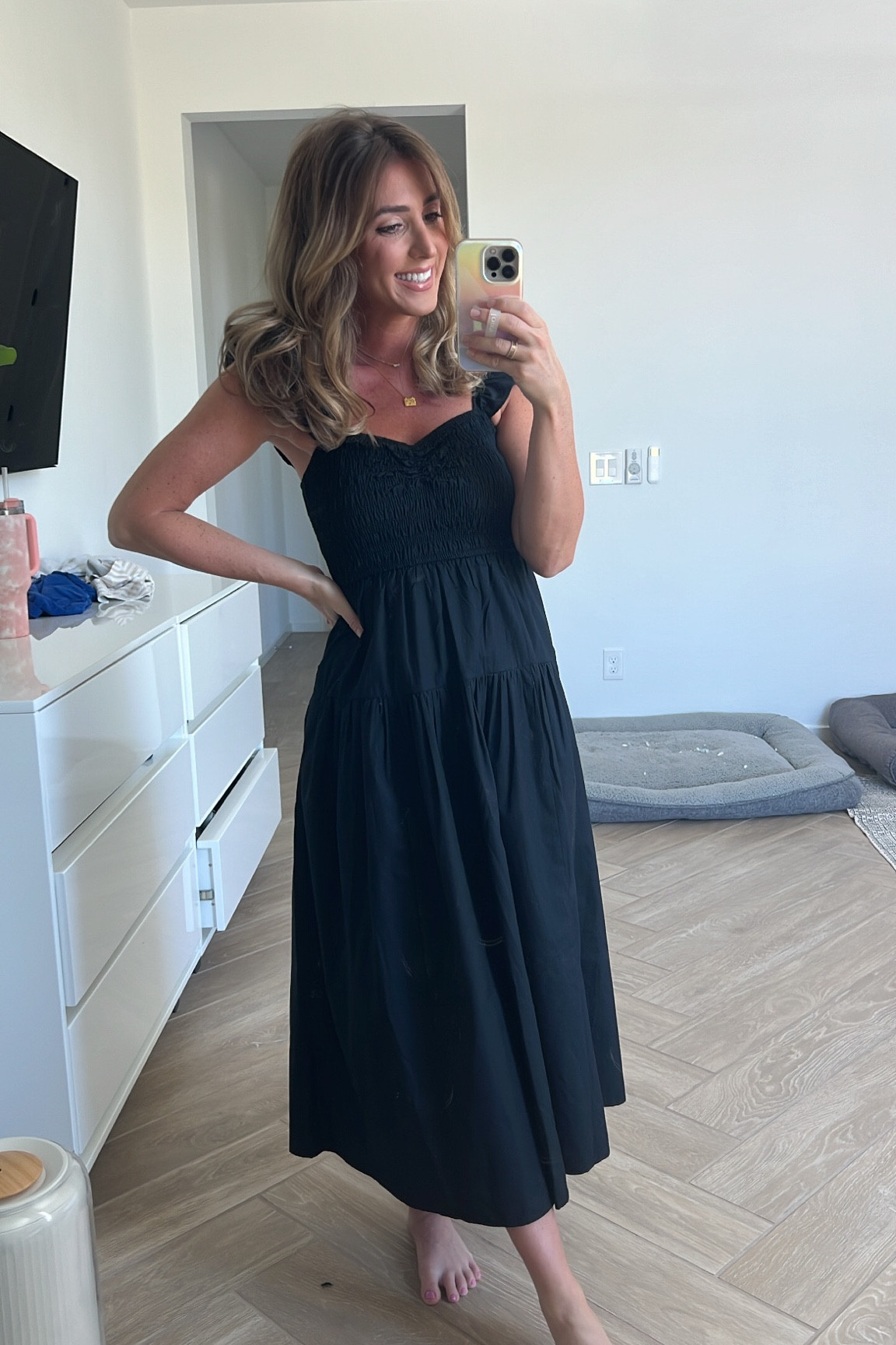 ruffle strap smocked midi dress alwaysmeliss on LTK