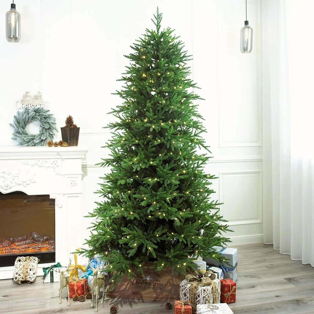 Realistic Norway Spruce Christmas Tree Prelit with LED Lights Slim Shape (7ft) | Amazon (CA)