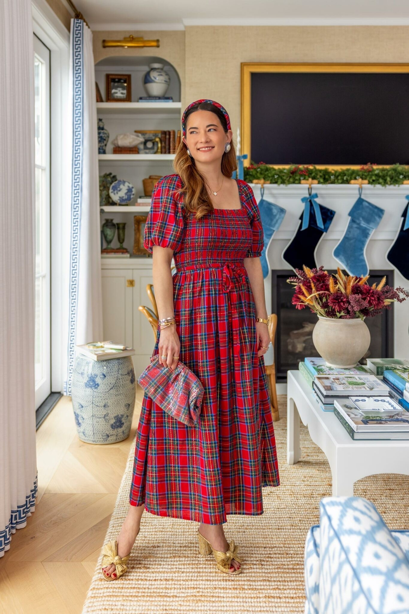 Love this tartan dress featuring a smocked bust and matching headband and sequin clutch. 50% off today! 

Also, these statement earrings are 30% off with code: GLAM30.

#LTKHoliday #LTKSeasonal #LTKCyberWeek
