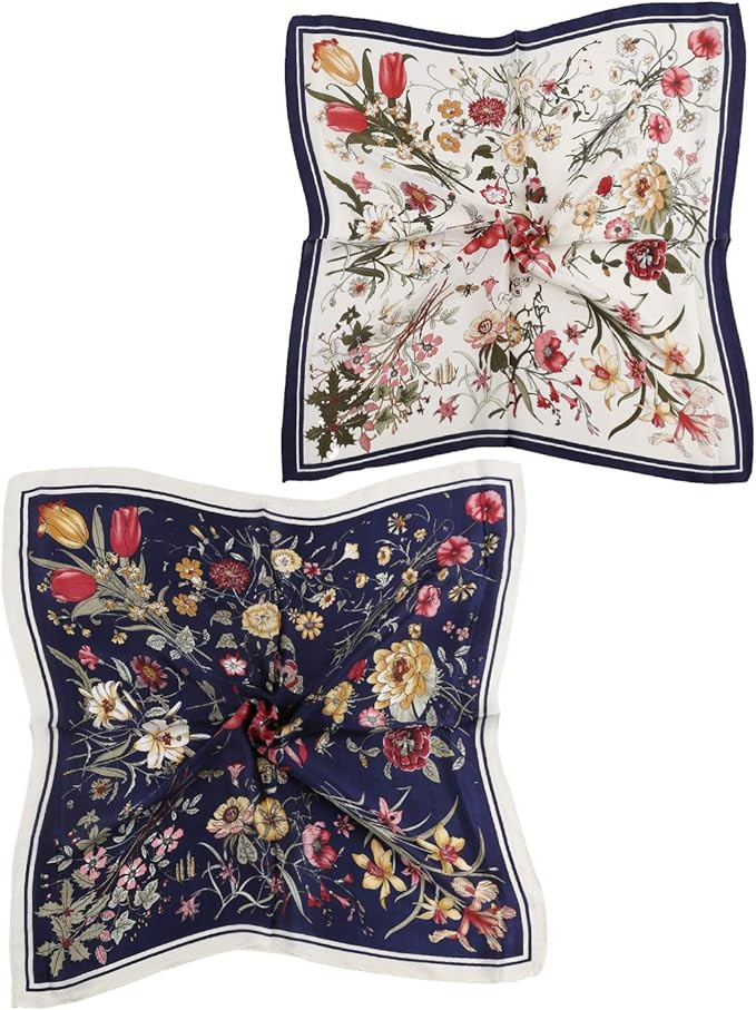 2 Packs Luxury Satin Silk Feeling Hair Scarf, Bandana Scarf, Neckerchief For Women | Amazon (US)