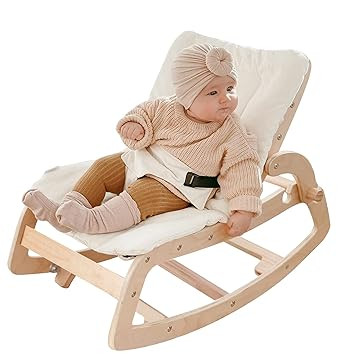 HAN-MM 3-in-1 Baby Bouncer Rocker Chair and Convertible Wooden Recliner for Toddler- with Removab... | Amazon (US)