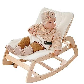 HAN-MM 3-in-1 Baby Bouncer Rocker Chair and Convertible Wooden Recliner for Toddler- with Removab... | Amazon (US)