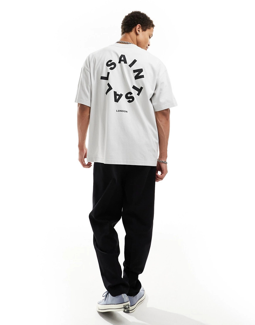 AllSaints Tierra oversized T-shirt in cool gray | ASOS (Global)