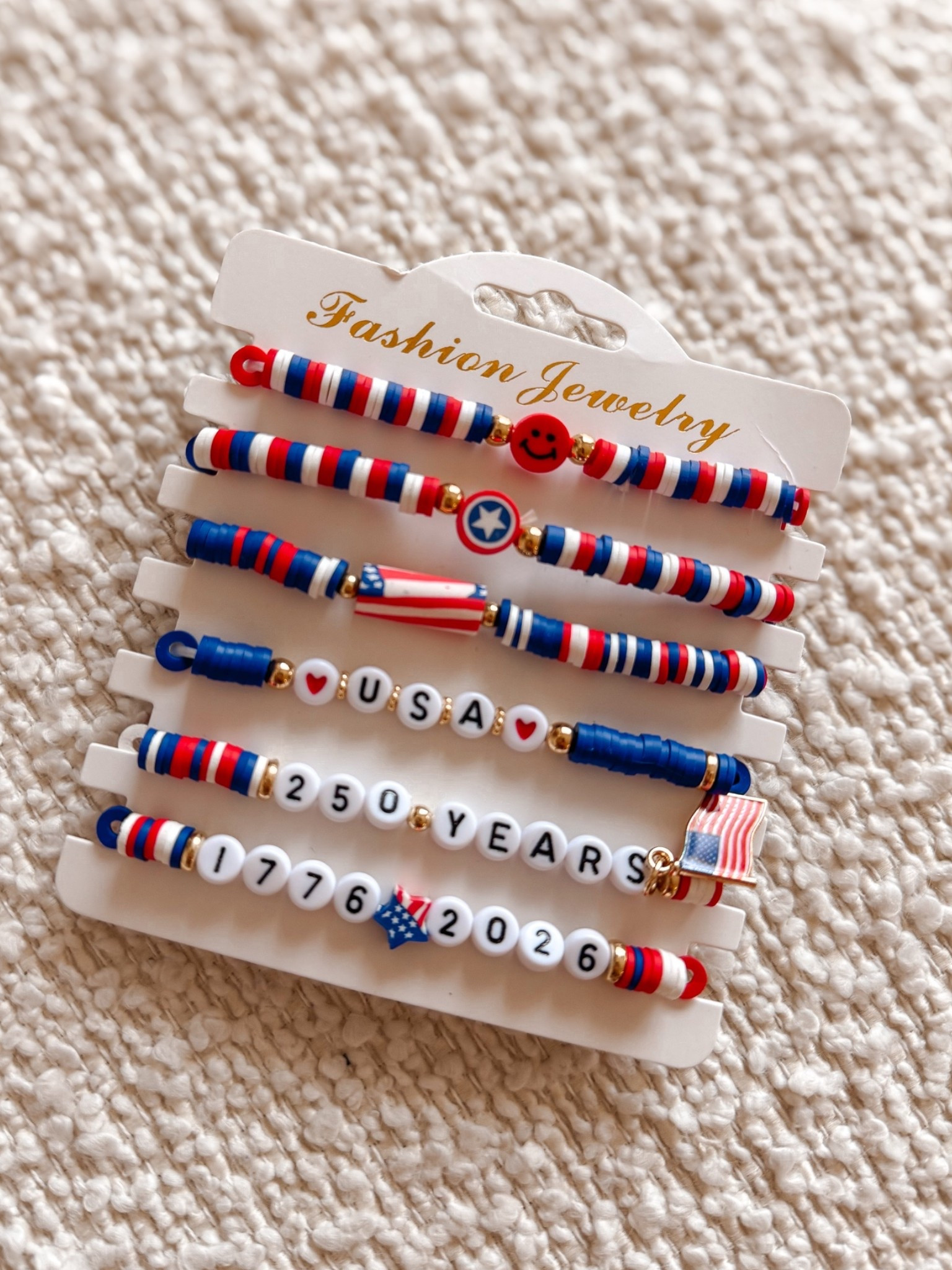 Amazon bracelet stack for July 4th ❤️🤍💙