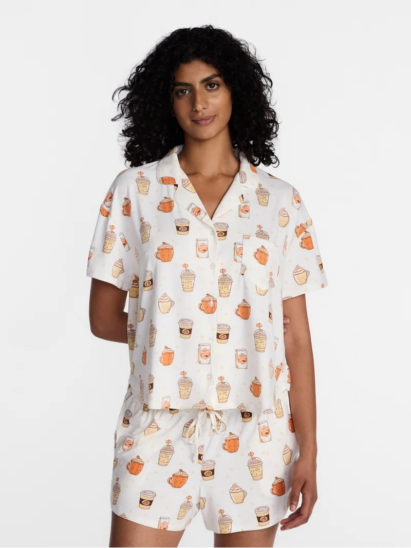 Halloween Women's Notched Top and Shorts Pajama Set from Way to Celebrate, 2-Piece, Sizes XS-3X | Walmart (US)
