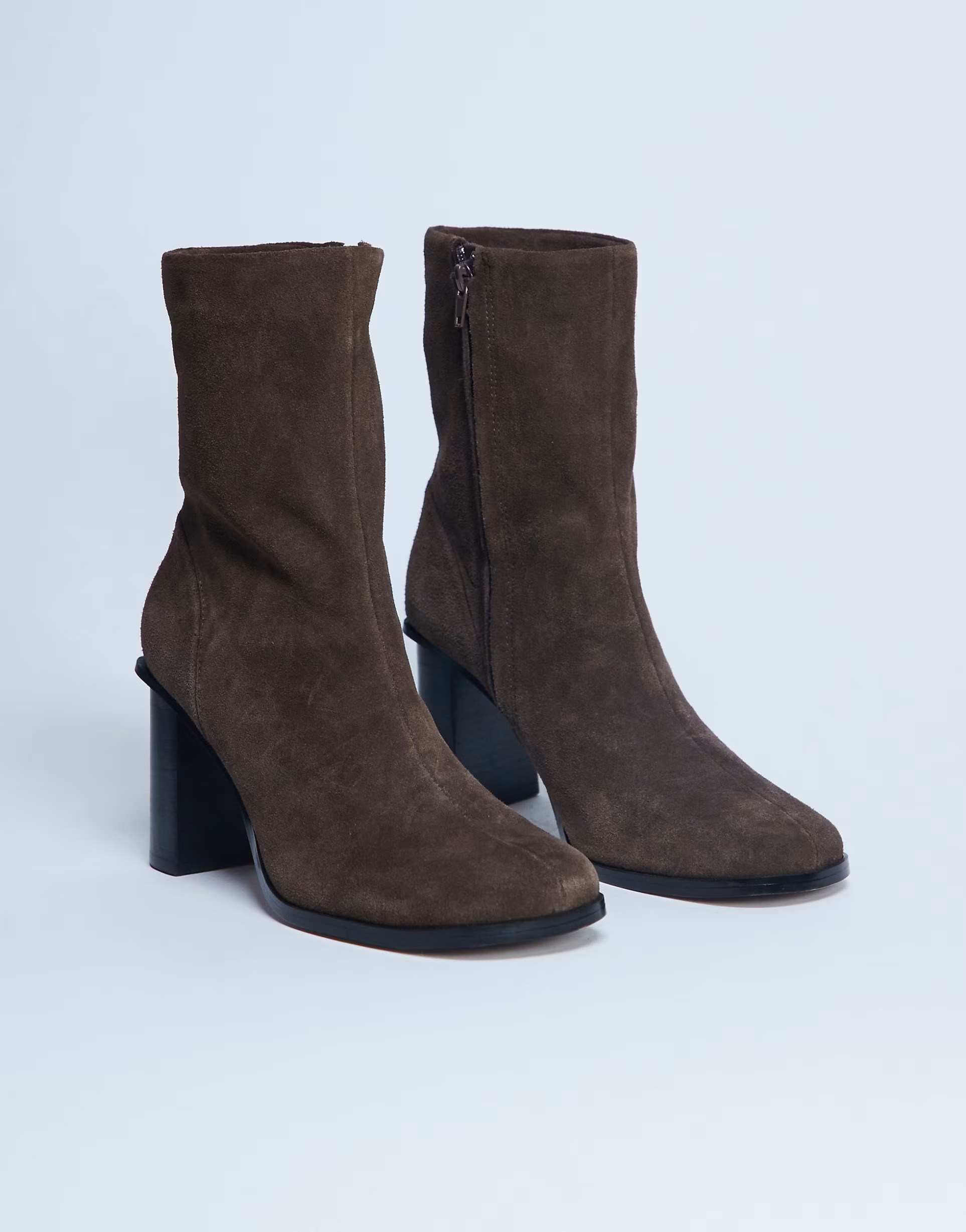 Topshop Nellie real suede heeled ankle boot in chocolate | ASOS (Global)