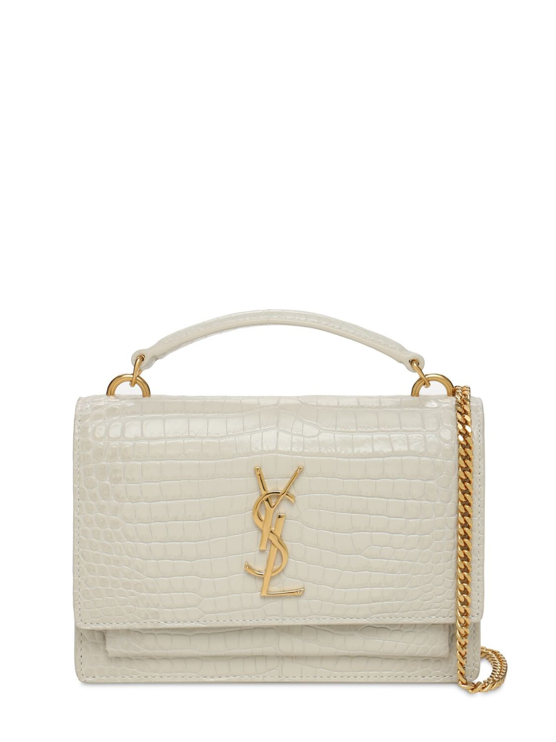 SAINT LAURENTSUNSET CROC EMBOSSED CHAIN WALLET | Luisaviaroma