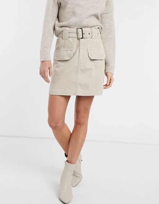 River Island cord skirt in cream | ASOS (Global)