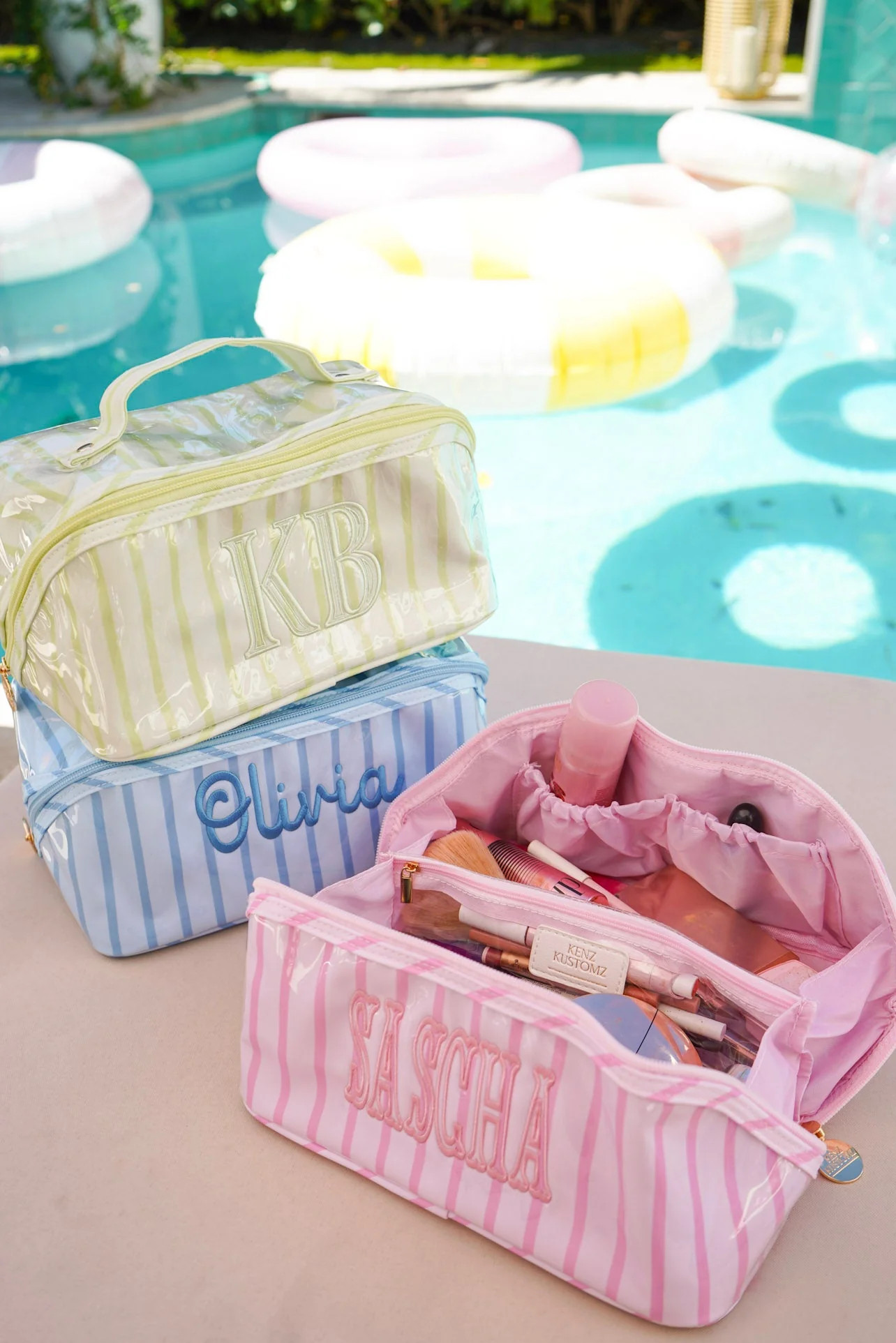 Rosemary Makeup Bag - Embroidered | KenzKustomz