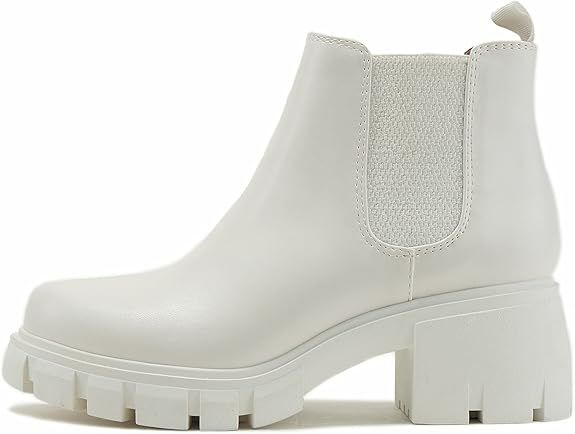 Soda PIONEER ~ Women Lug Sole Mid Heel Chelsea Fashion Ankle Bootie w/Double Elastic Gore | Amazon (US)