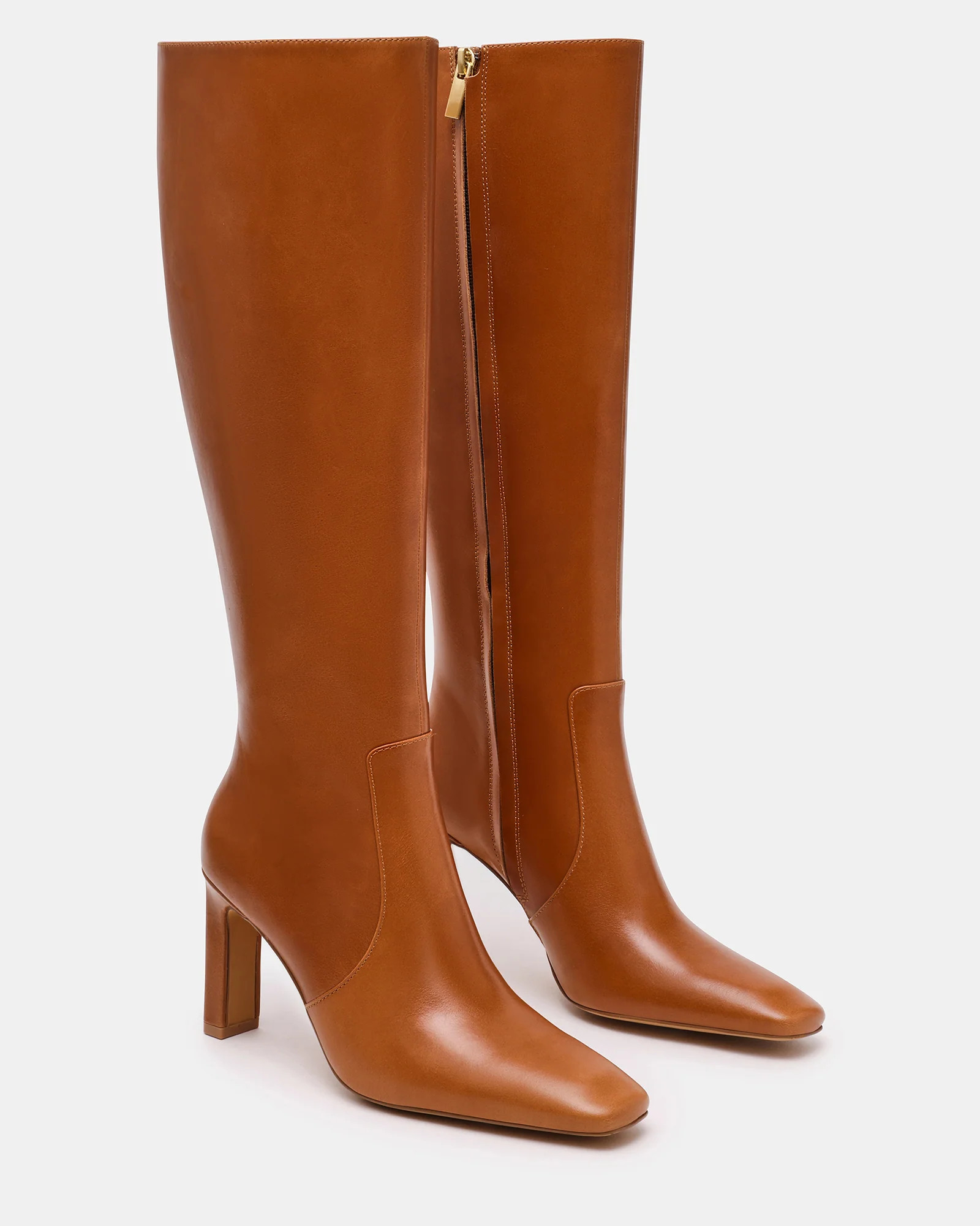 LOVELIES Vintage Tan Leather Square-Toe Knee-High Women's Boot | Steve Madden (US)