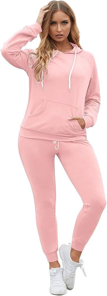 Fixmatti Women Pullover Hoodie Pockets Sweatpants Sport Jogger Sweatsuit | Amazon (US)