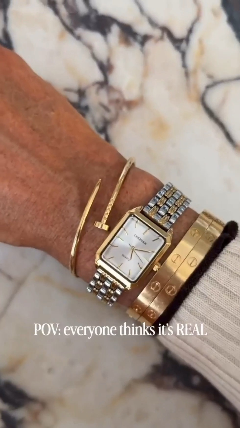 PRIME DEAL‼️ Trust me—everyone thinks it’s real! These luxury inspired watches look like the real deal, except they’re affordable! I love how elevated they look paired with some of my favorite investment bracelets! 34% off right now!!