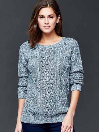 Gap Cable Knit Pullover Sweater - Marled blue | Gap CA