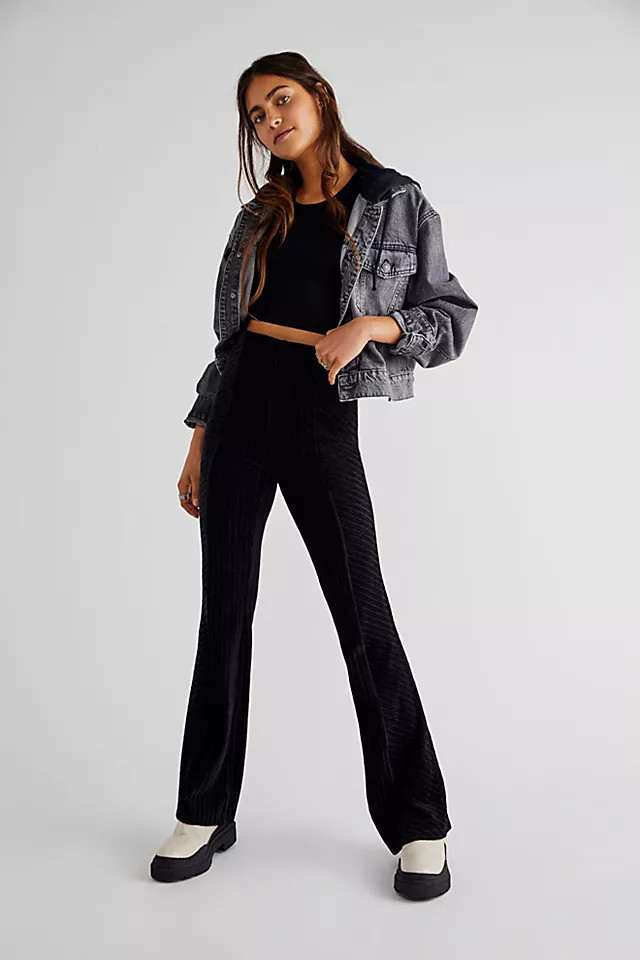 Slim Pull-On Velvet Flare Pants | Free People (Global - UK&FR Excluded)