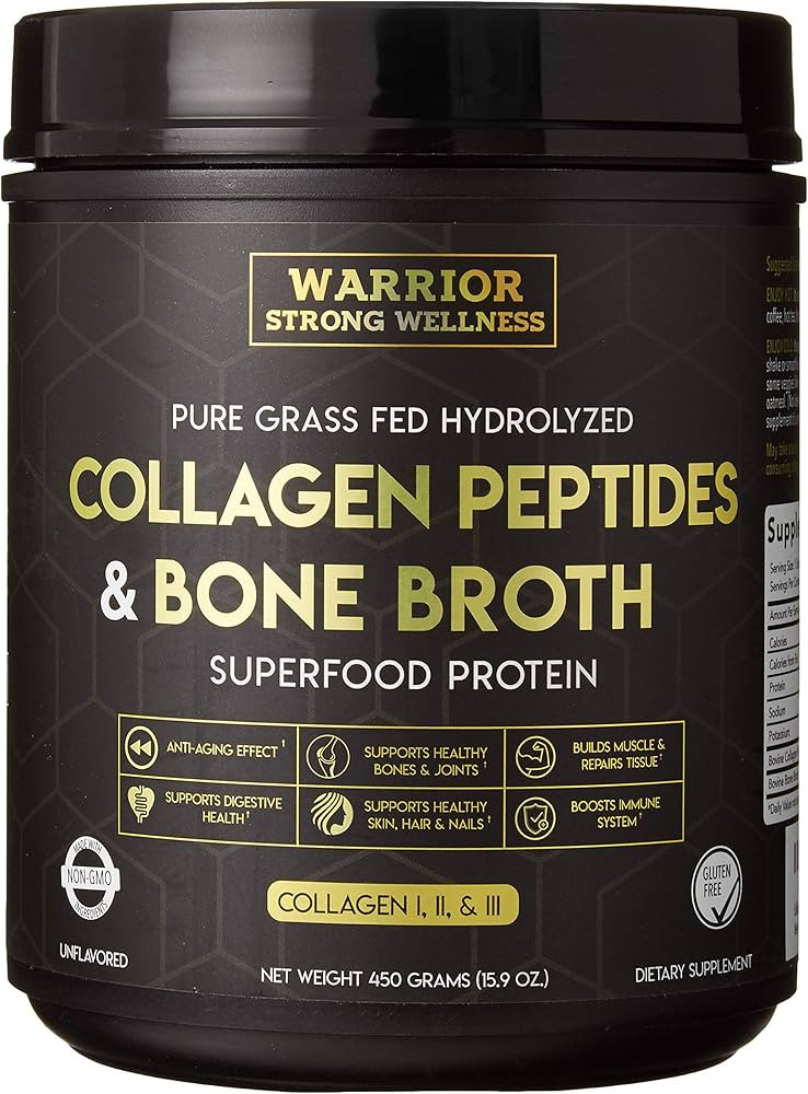 Premium Collagen Peptides Bone Broth Powder: Grass Fed Hydrolyzed Collagen Boost for Healthy Skin... | Amazon (US)