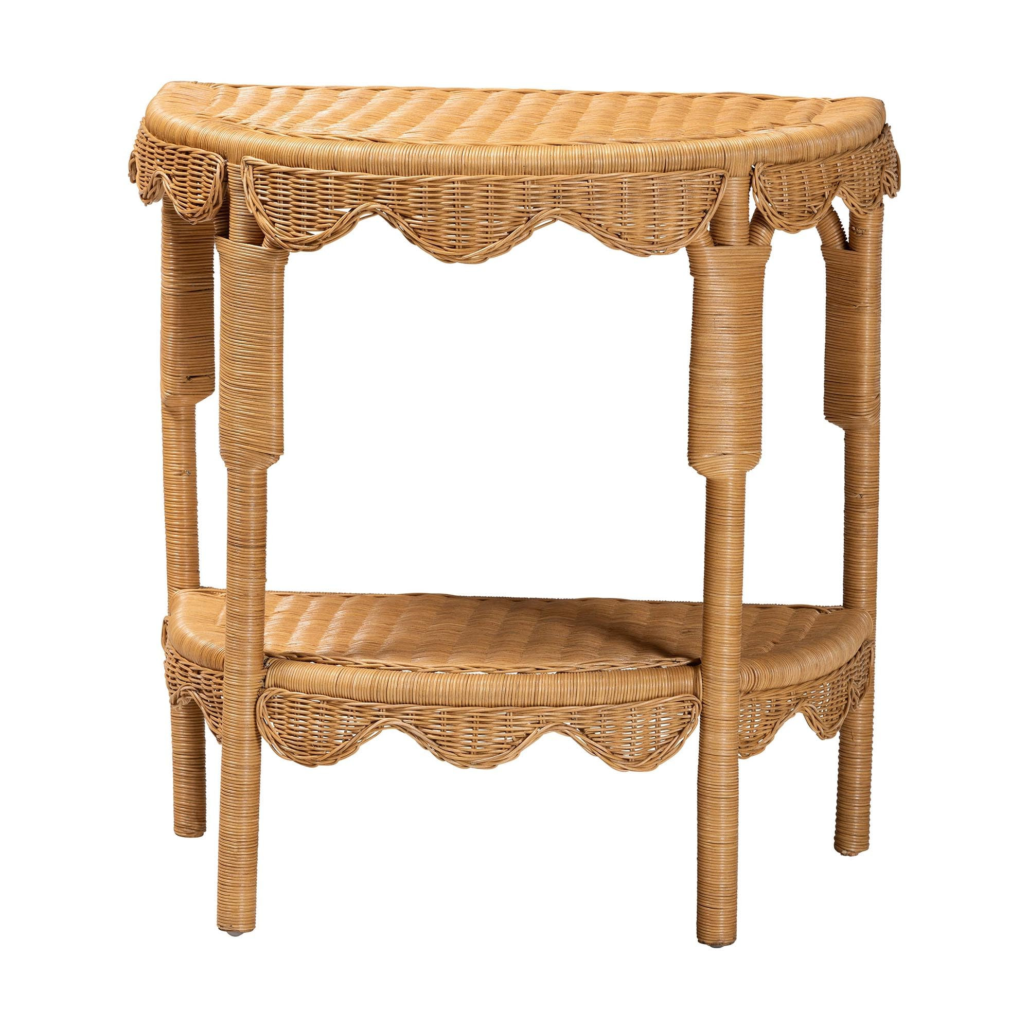 bali & pari Paisley Scallop Rattan Console Table, Light Honey | Amazon (US)