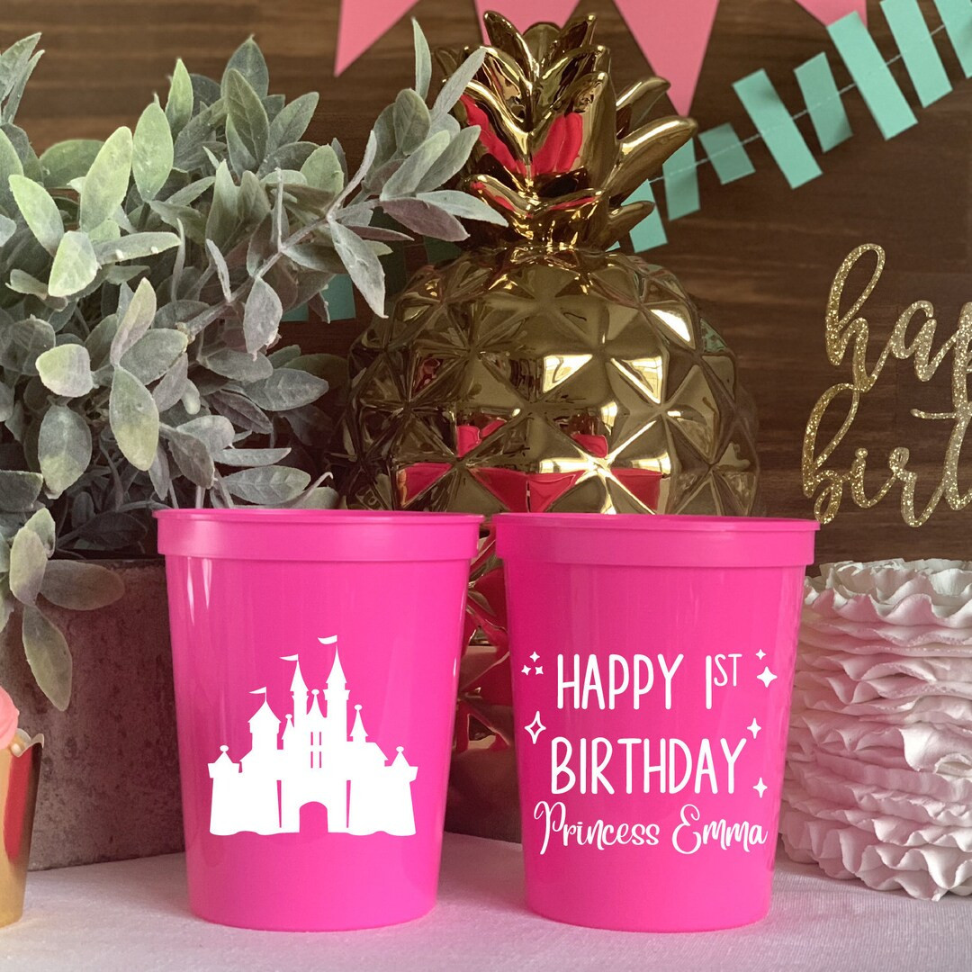 Princess Birthday Stadium Plastic Cups, Fairytale Party First Birthday Stadium Cups, Princess Bir... | Etsy (US)
