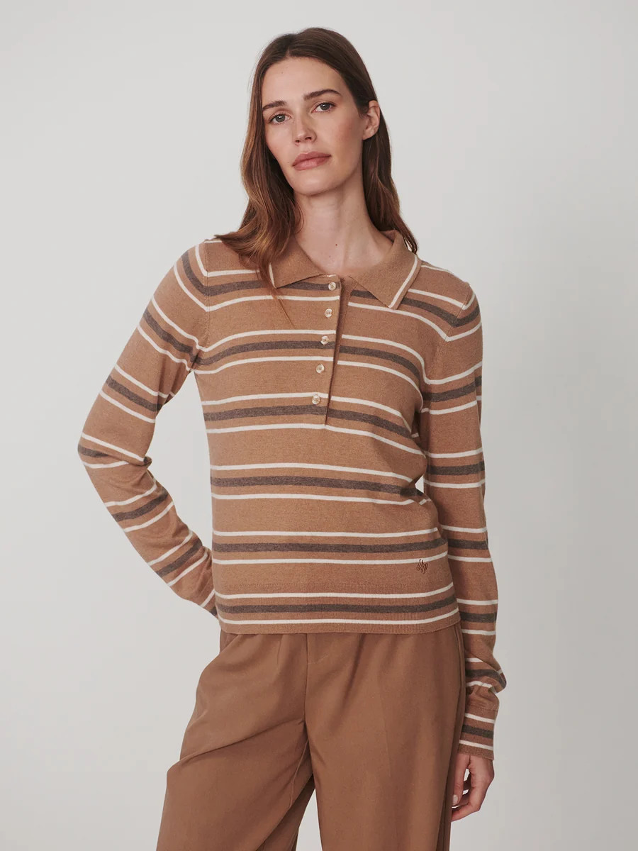 Mayra Stripe Knit Polo | Women's Stripe Knit Polo | Varley UK | Varley UK