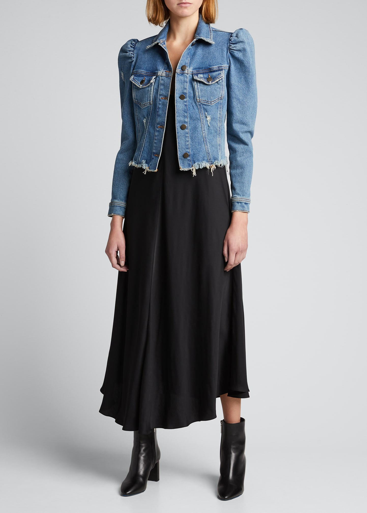 Retrofete Rissa Puff-Sleeve Distressed Denim Jacket | Bergdorf Goodman
