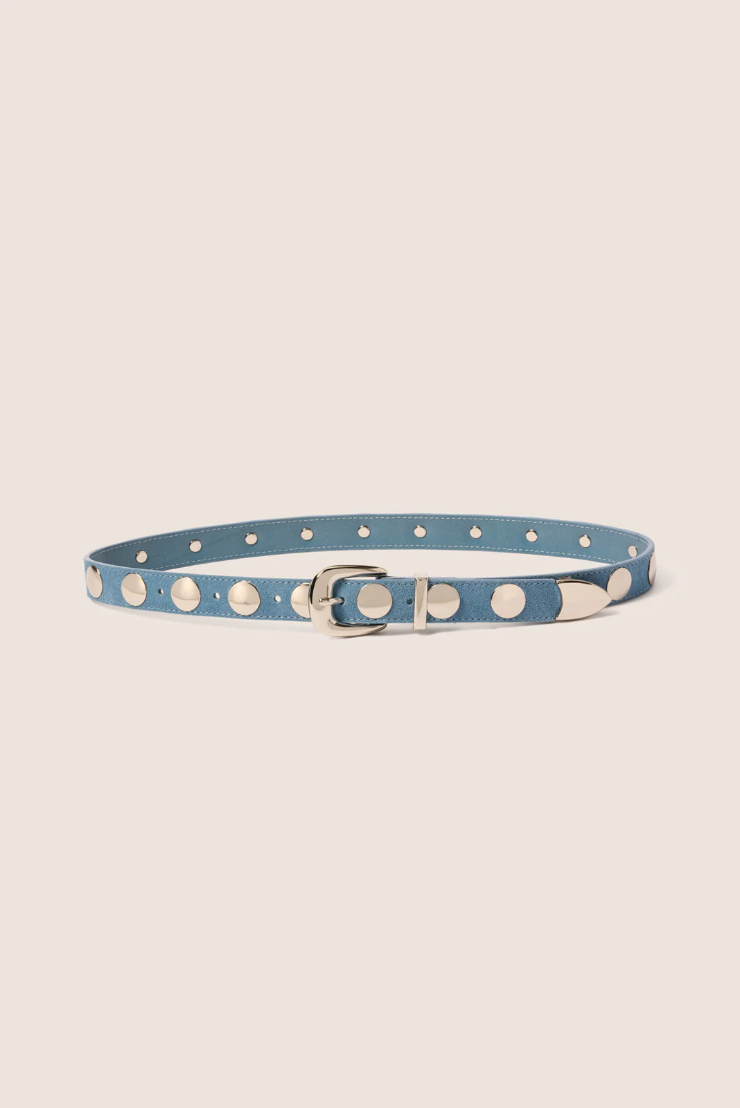EVEREVE Women's Brett Studded Suede Belt, Size Medium/Large, Blue | Evereve