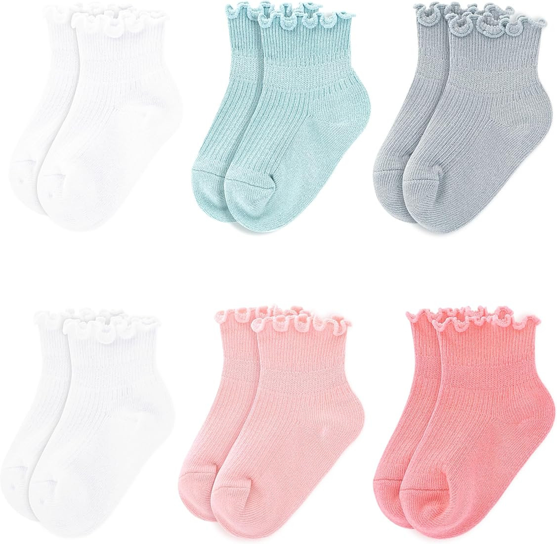 Baby Girls Ruffle Socks Toddler Girls Frilly Dress Crew Socks for 6-12 Months 1-3 Years 3-5 Years... | Amazon (US)