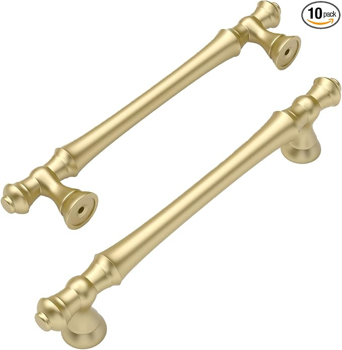 Amerdeco 10 Pack Brushed Gold Cabinet Pulls 5 Inch(128mm) Hole Center Cabinet Hardware Kitchen Ha... | Amazon (US)