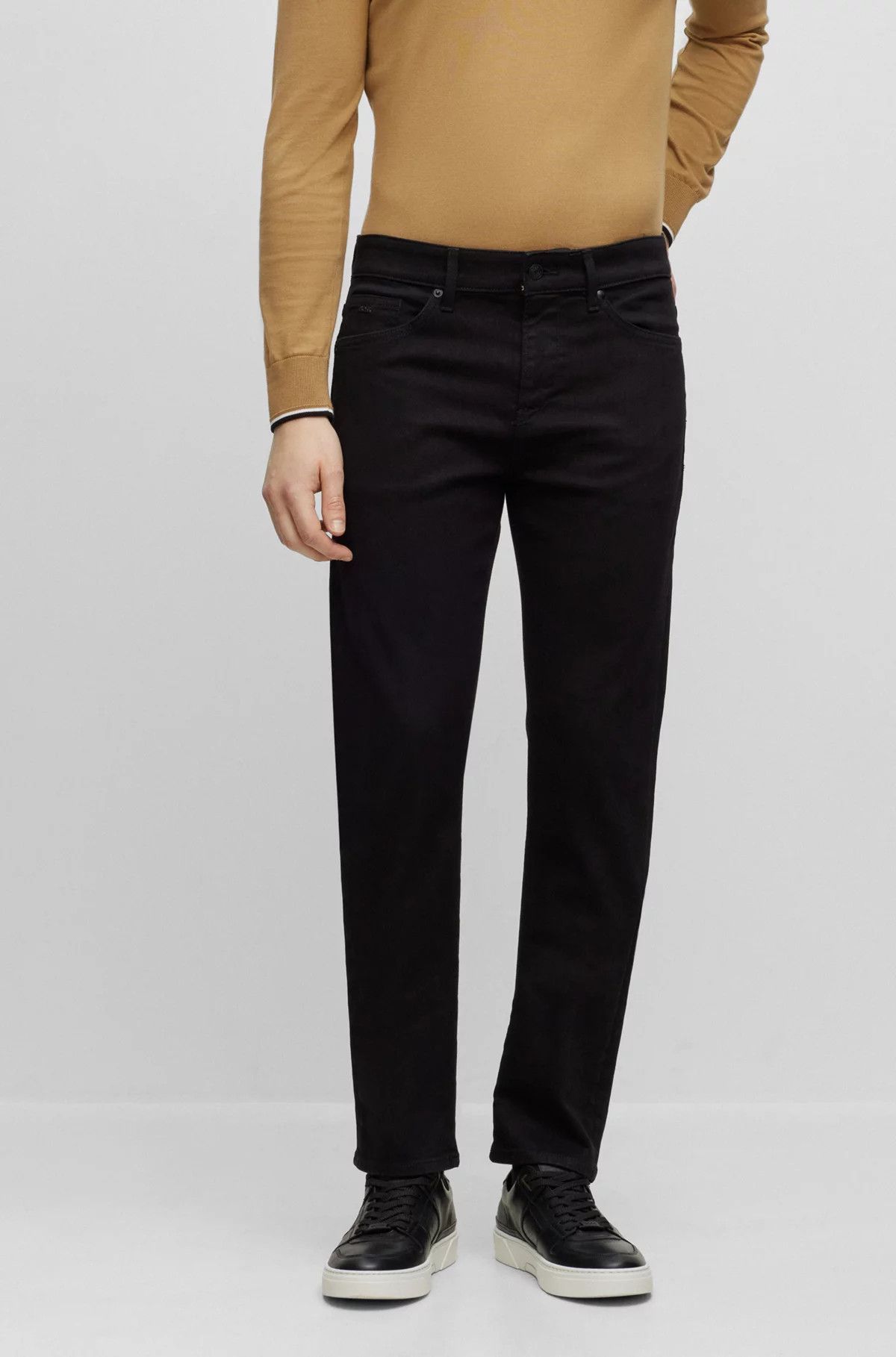 Slim-fit jeans in black super-soft Italian denim | Hugo Boss (UK)