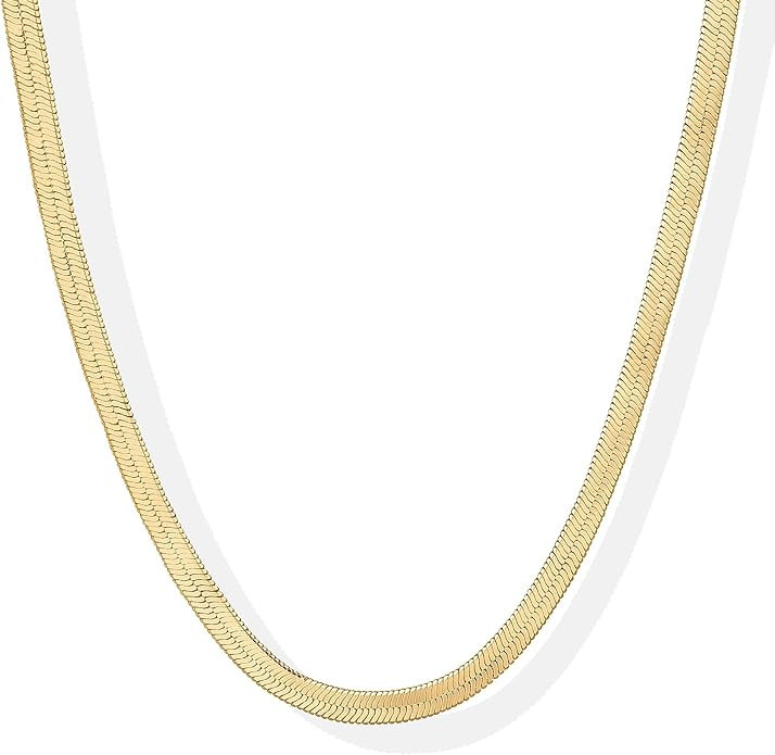 PAVOI 14K Gold Plated Curb Paperclip Box Sphere Bead Snake Herringbone and Figaro Chain Adjustabl... | Amazon (US)